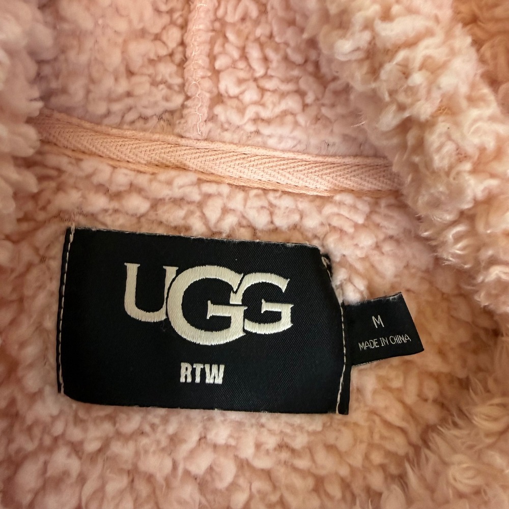 UGG Adeline Sherpa Hoodie Pink Faux Fur Oversized Sweatshirt Womens‎ Medium - Picture 7 of 7